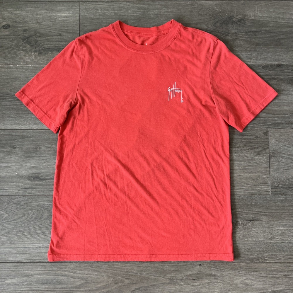 Guy Harvey Mens M T Shirt Red American Flag Rich Graphic
